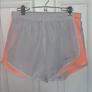 NIKE White/Orange DRI-FIT Running Shorts